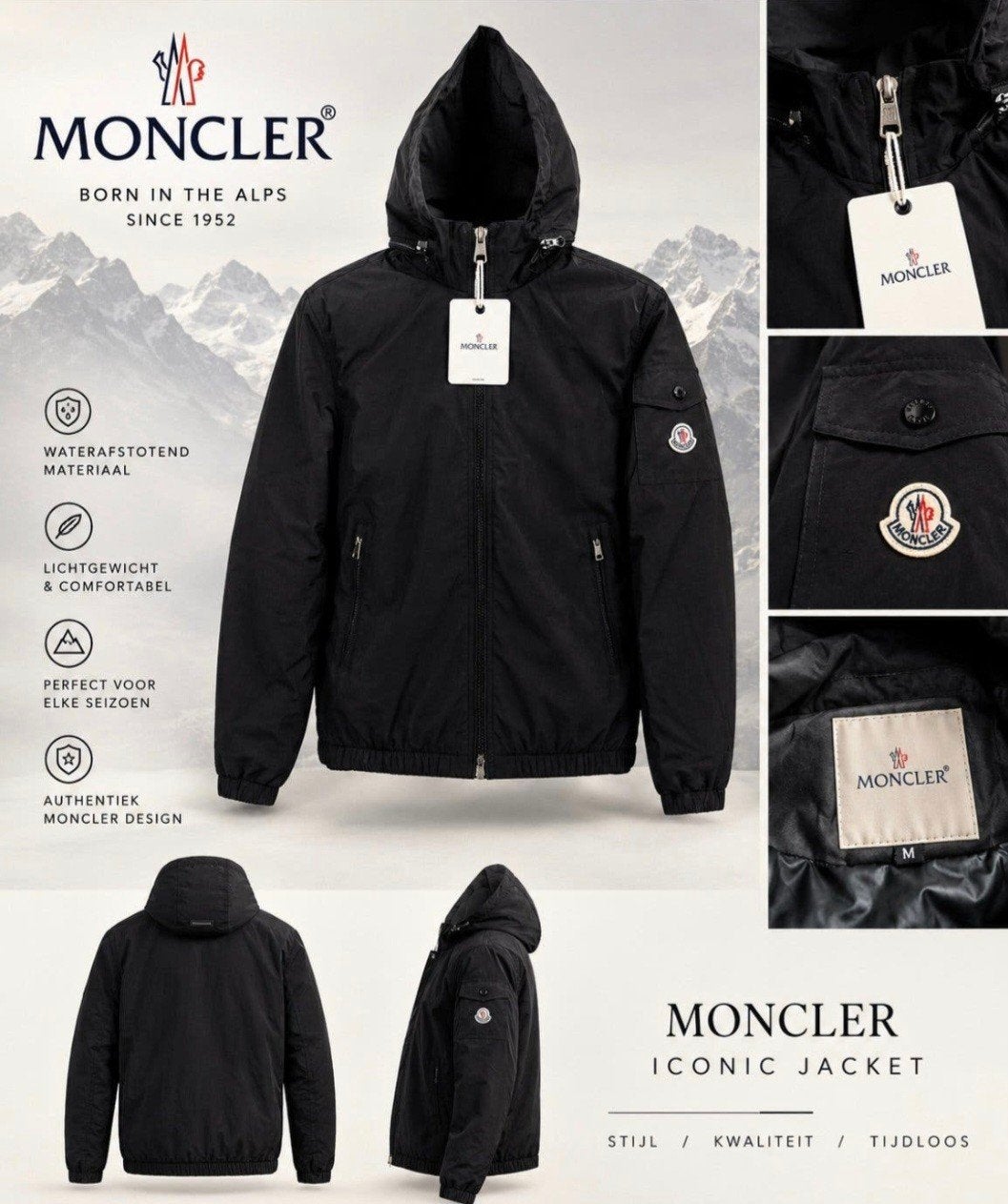 Moncler winbreaker Jacket - Zwart - Maat L, Verzenden, Nieuw, Maat 52/54 (L), Zwart