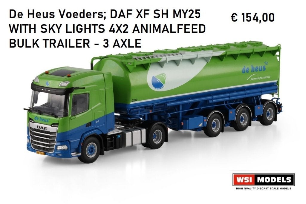 wsi models de heus daf xf met bulk trailer, Ophalen of Verzenden, Nieuw, Bus of Vrachtwagen, Wsi