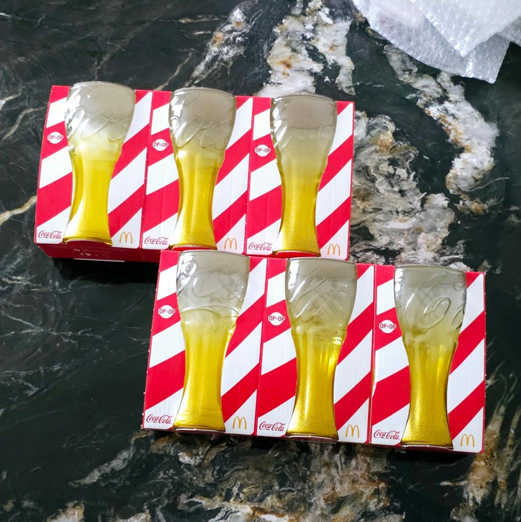 6x Coca Cola glas McDonalds Mc Donalds glazen goud 2024, Verzamelen, Ophalen of Verzenden, Nieuw, Frisdrankglas