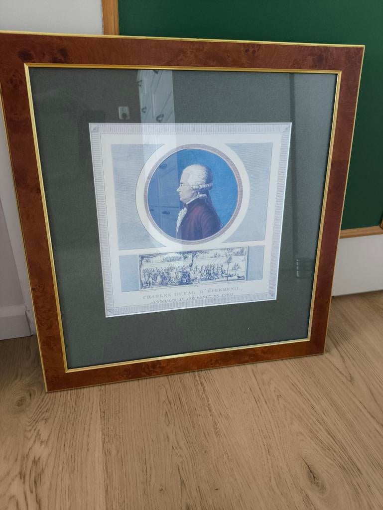 Ingelijste Prent Franse Revolutie, Ingelijst, Portret, Ophalen of Verzenden, 1950 - 1999