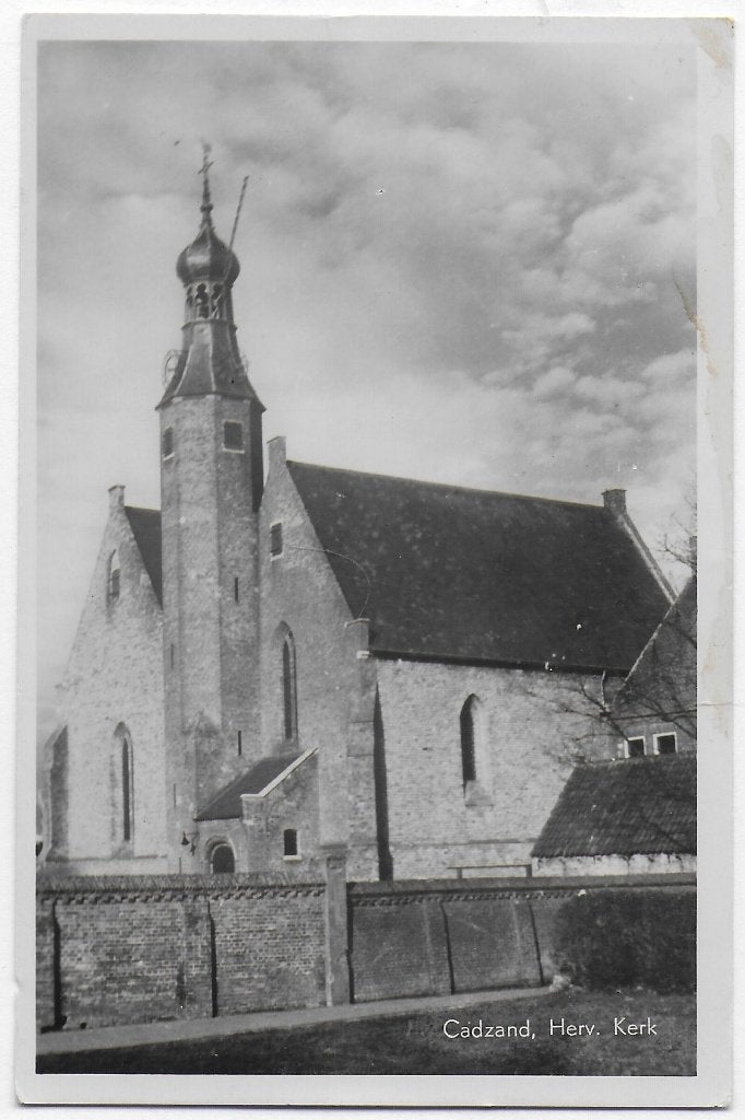 Cadzand Herv Kerk Oude gelopen Ansichtkaart ( B3590 ), Ophalen of Verzenden, 1960 tot 1980, Gelopen