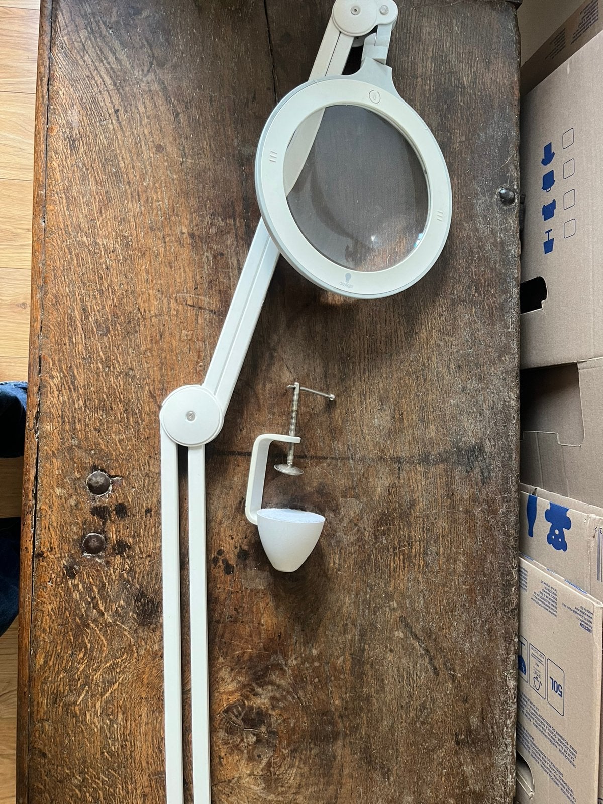 Loeplamp met tafel bevestiging, Ophalen, Gebruikt