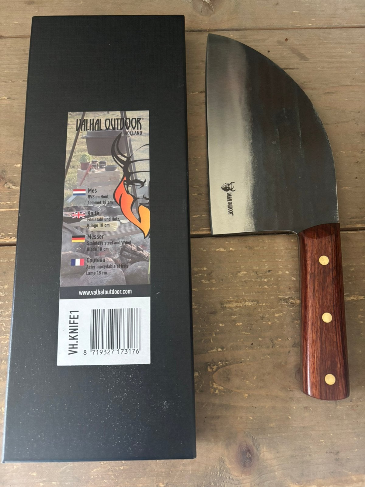 Valhal outdoor hakmes, mes RVS, lemmet 18cm, Ophalen of Verzenden, Nieuw, Rvs