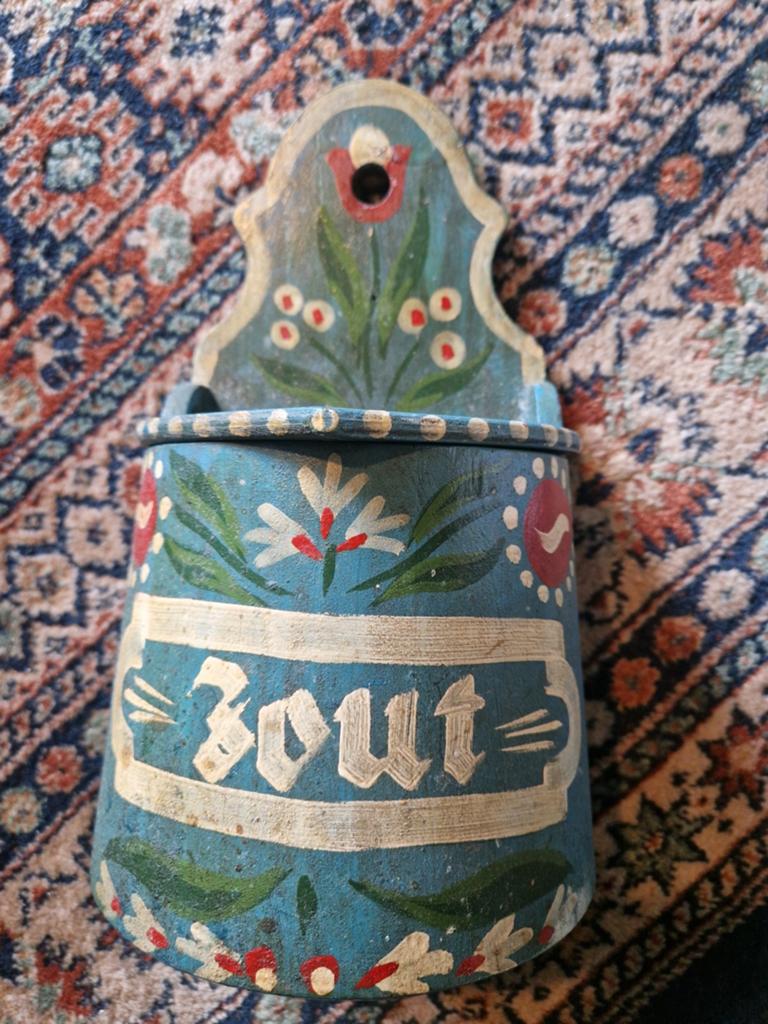 ~Jaren 50 handgeschilderde houten zoutbak, Ophalen of Verzenden