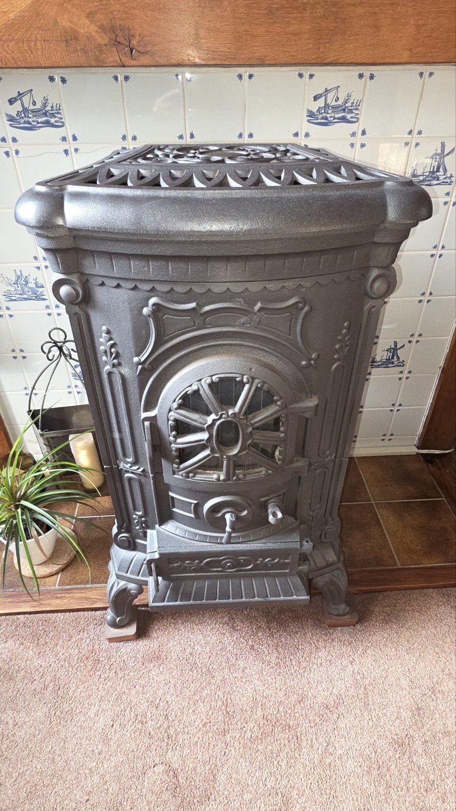 Antieke gietijzeren gaskachel, Huis en Inrichting, Kachels, Ophalen of Verzenden, Gas, Gaskachel
