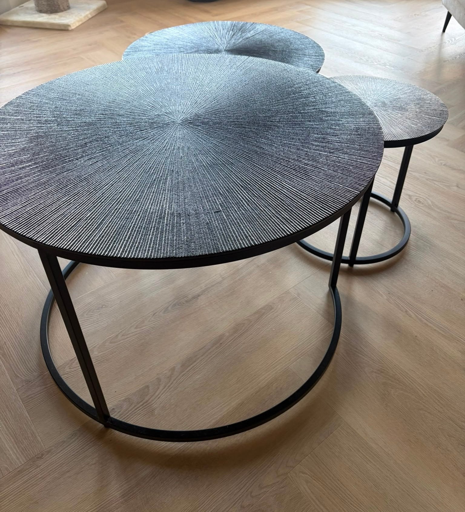 Set van drie salontafels - HACO, Huis en Inrichting, Tafels | Salontafels, Ophalen, Zo goed als nieuw, Rond, 50 tot 100 cm