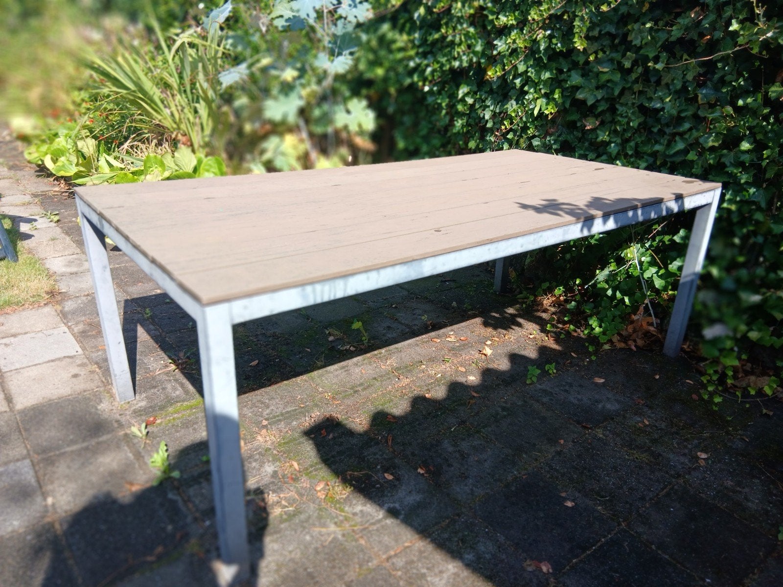 grote tuintafel 199 cm lang, Ophalen, Gebruikt, Rechthoekig, Kunststof