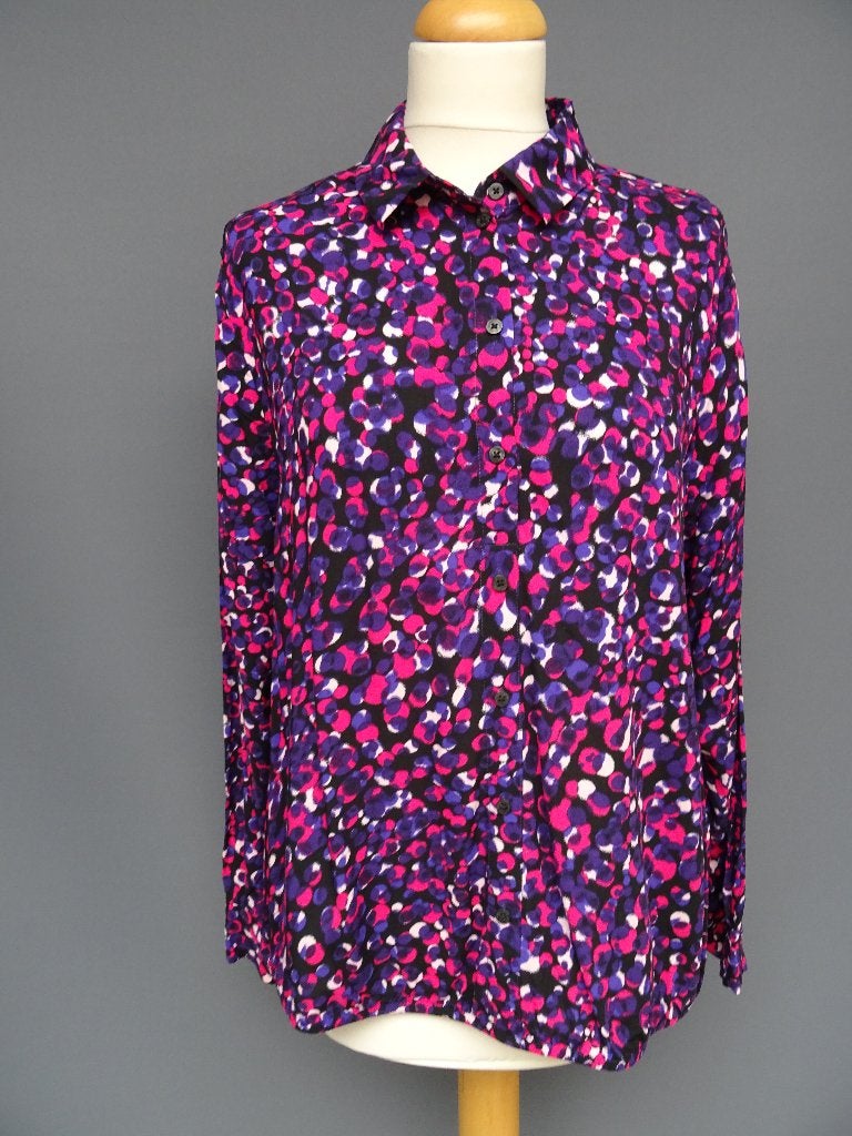 GERRY WEBER maat 44, tuniekblouse met grafisch patroon., Paars, Maat 42/44 (L), Ophalen of Verzenden, Zo goed als nieuw