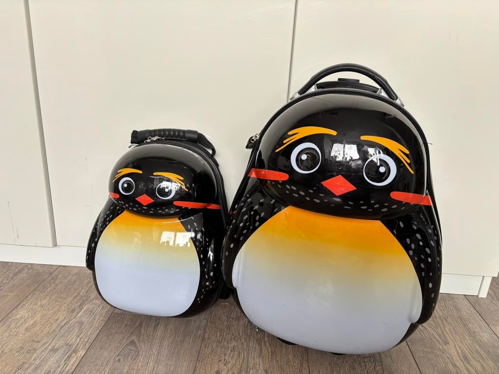 Reiskoffer trolley pinguïn, met bijbehorende rugzak, Hobby en Vrije tijd, Ophalen, Gebruikt