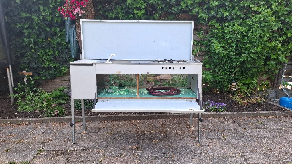 Camping keuken met gaskookplaat, wasbak en kastje, Ophalen, Gebruikt, Overige