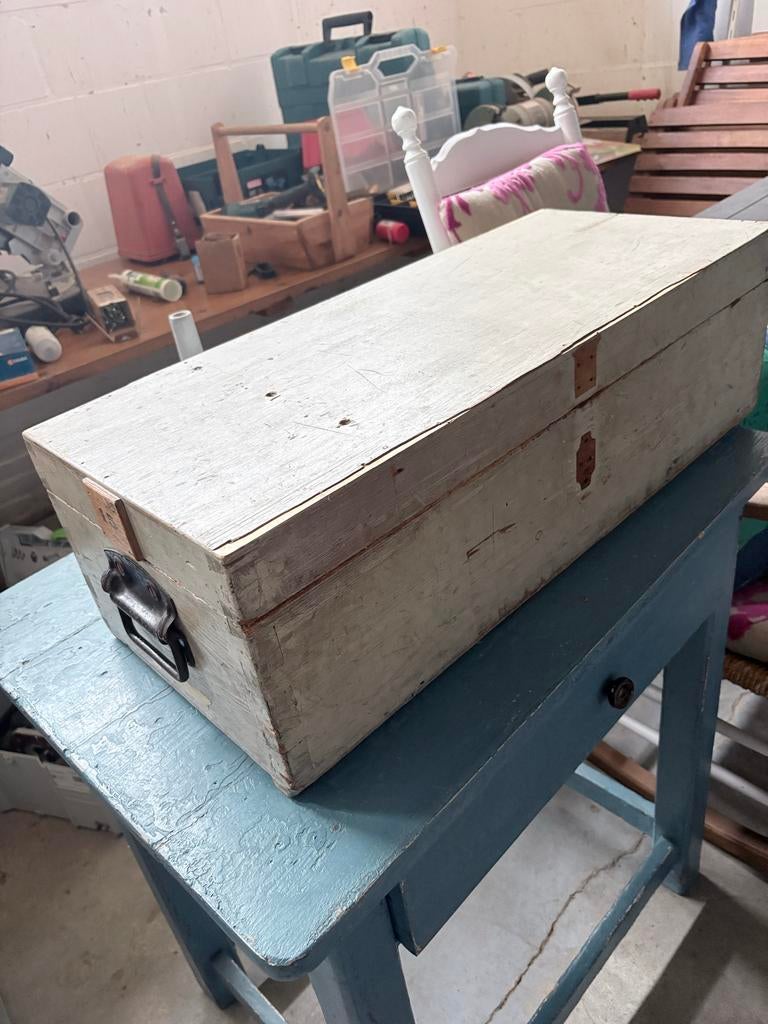 Oude houten gereedschapskist - Vintage opbergkist, Ophalen, Gebruikt