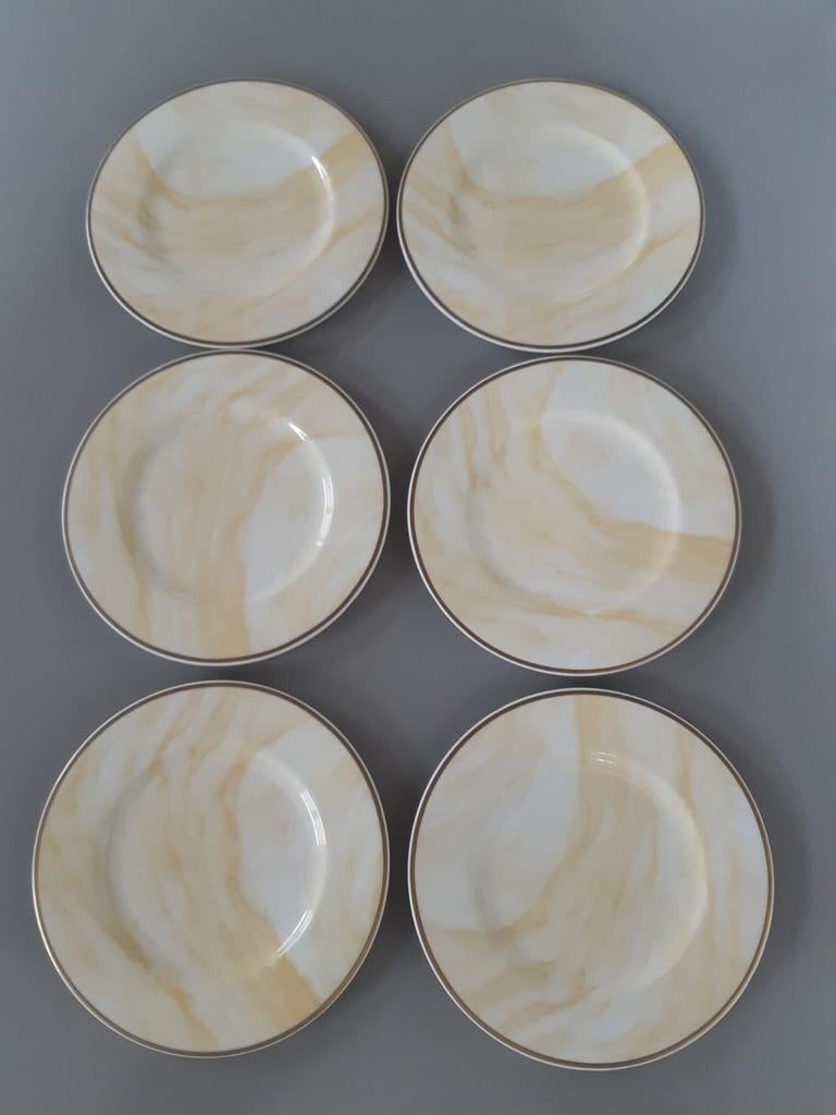 6 Gebaksborden Villeroy en Boch Charleston Onyx, Ophalen of Verzenden, Zo goed als nieuw, Bord(en), Overige stijlen