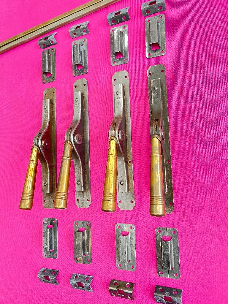 Oude messing pomp espagnoletten ,deur espagnolet, greep, Ophalen of Verzenden