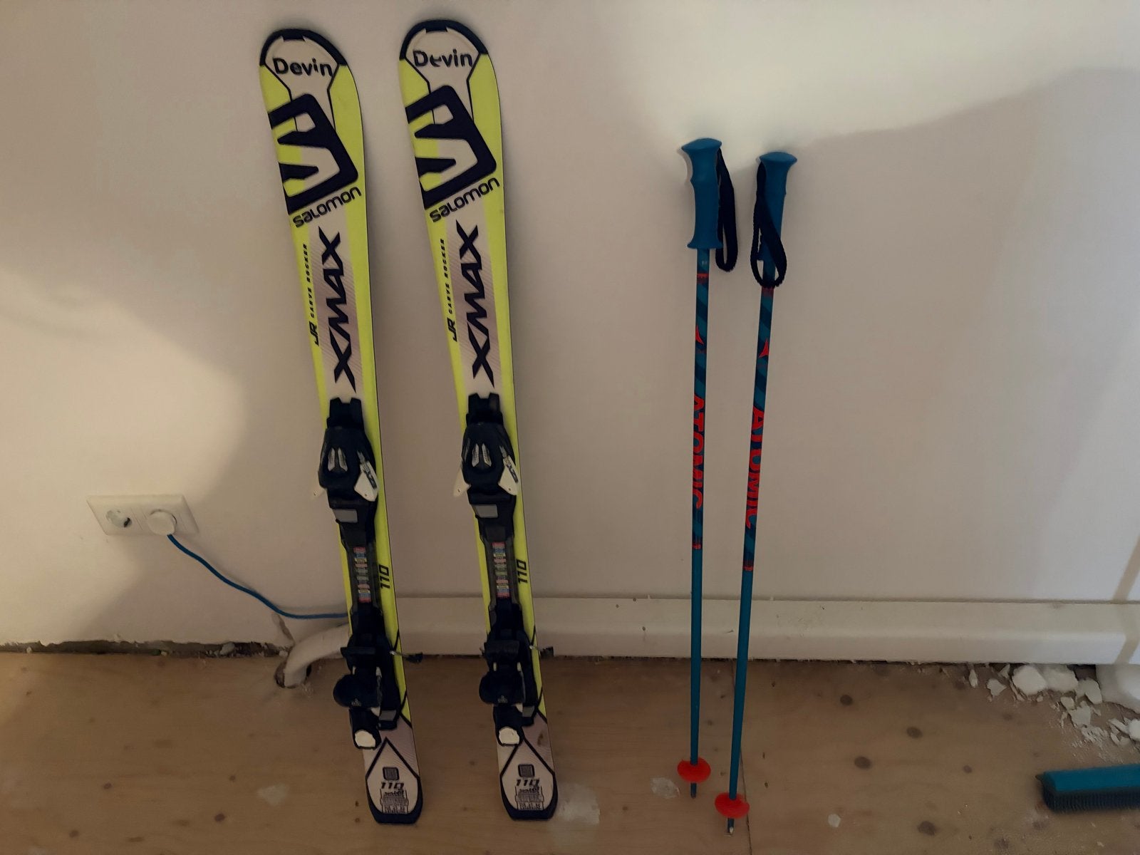 Salomon X-Max JR ski's 110 cm met Atomic skistokken, Ophalen, Gebruikt, 100 tot 140 cm, Salomon