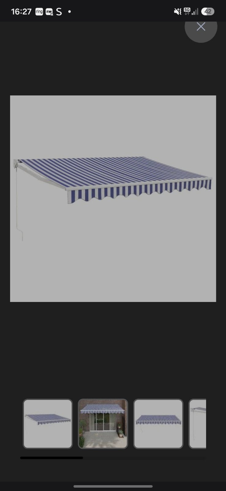 Zonnescherm blauw-wit gestreept, Tuin en Terras, Zonneschermen, Ophalen, Nieuw, 150 tot 300 cm, 250 cm tot 450 cm
