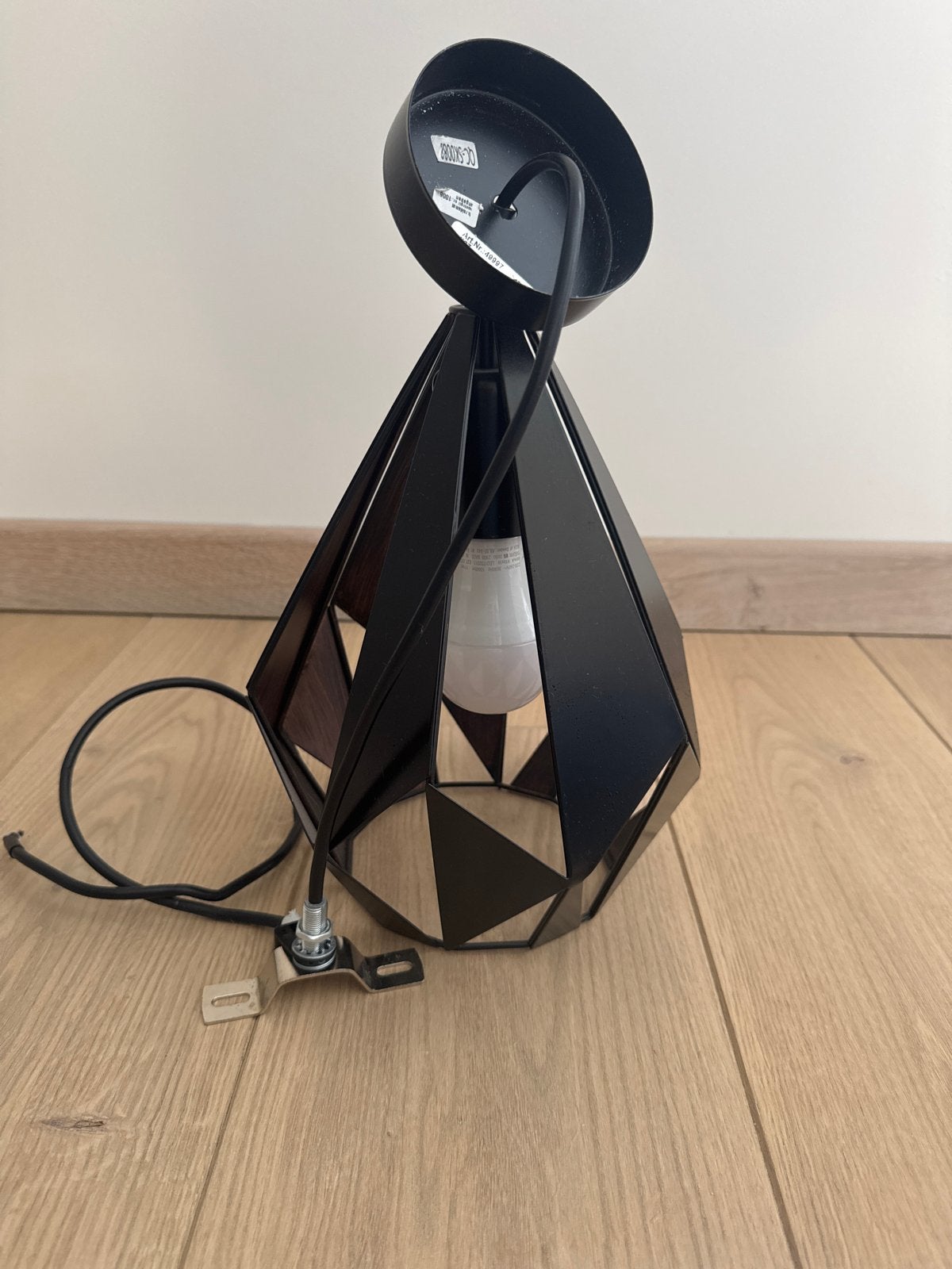 Moderne Zwarte Hanglamp - Geometrisch Design E27 Fitting, Ophalen of Verzenden, Zo goed als nieuw, Metaal, E27 (groot)