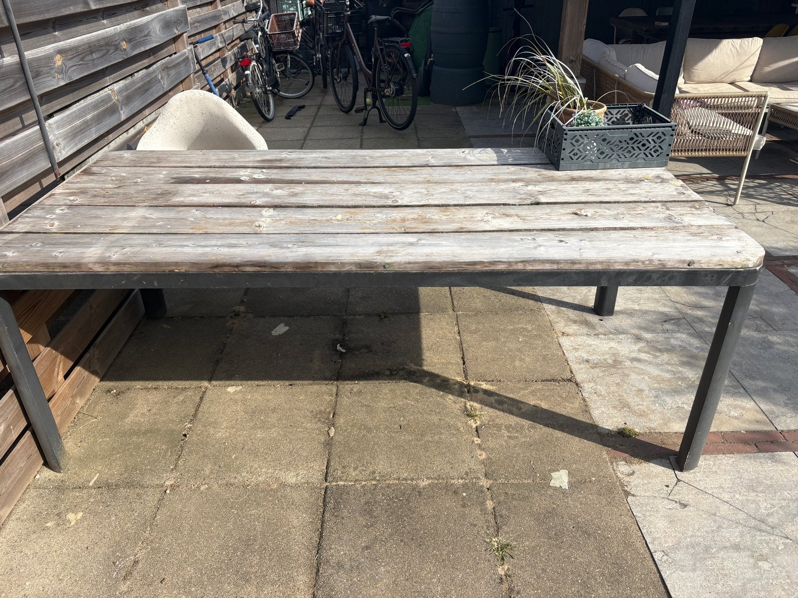Gratis tuintafel. 210x100, Ophalen, Gebruikt, Rechthoekig, Hout