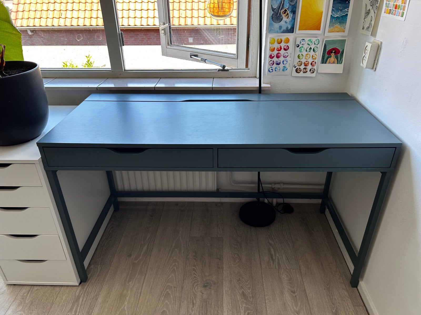 IKEA ALEX Bureau Blauw, Ophalen, Gebruikt, Met lades, IKEA