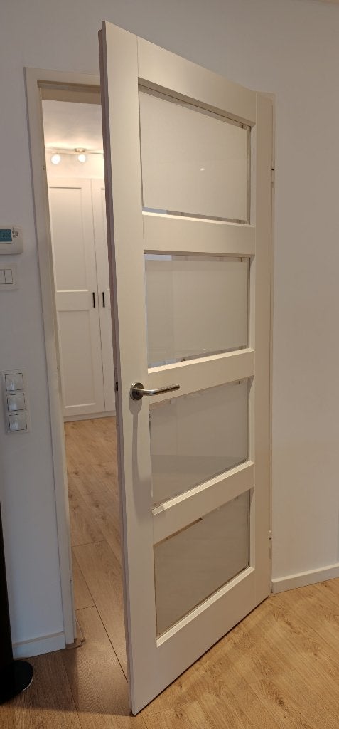 Cando binnendeur met facetglas - opdek - rechts - 200,5 x 83, Doe-het-zelf en Verbouw, Ophalen, 80 tot 100 cm, Binnendeur, Zo goed als nieuw