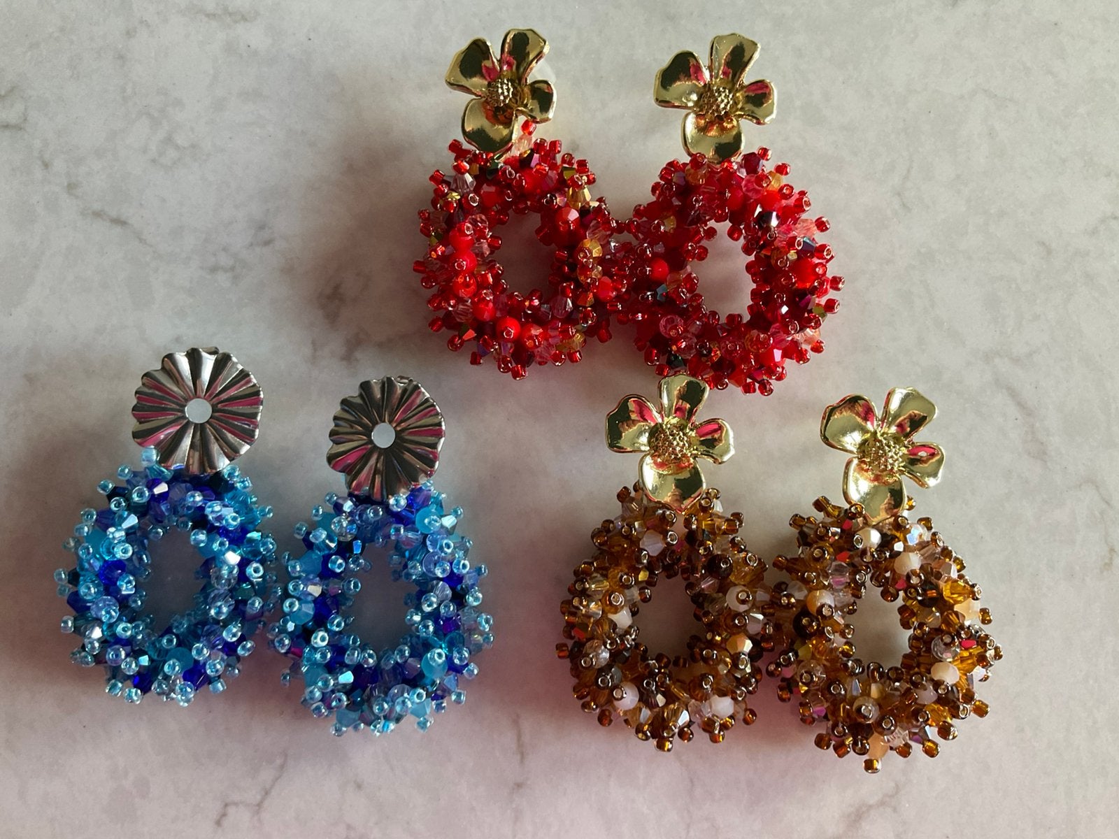 Zelfgemaakte statement oorbellen lott lal incl verzk, Sieraden, Tassen en Uiterlijk, Oorbellen, Ophalen of Verzenden, Nieuw, Hangers