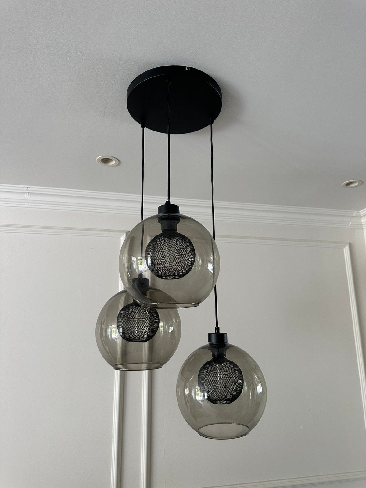 Hanglamp 3 bollen, Huis en Inrichting, Lampen | Hanglampen, Ophalen, Zo goed als nieuw, Minder dan 50 cm