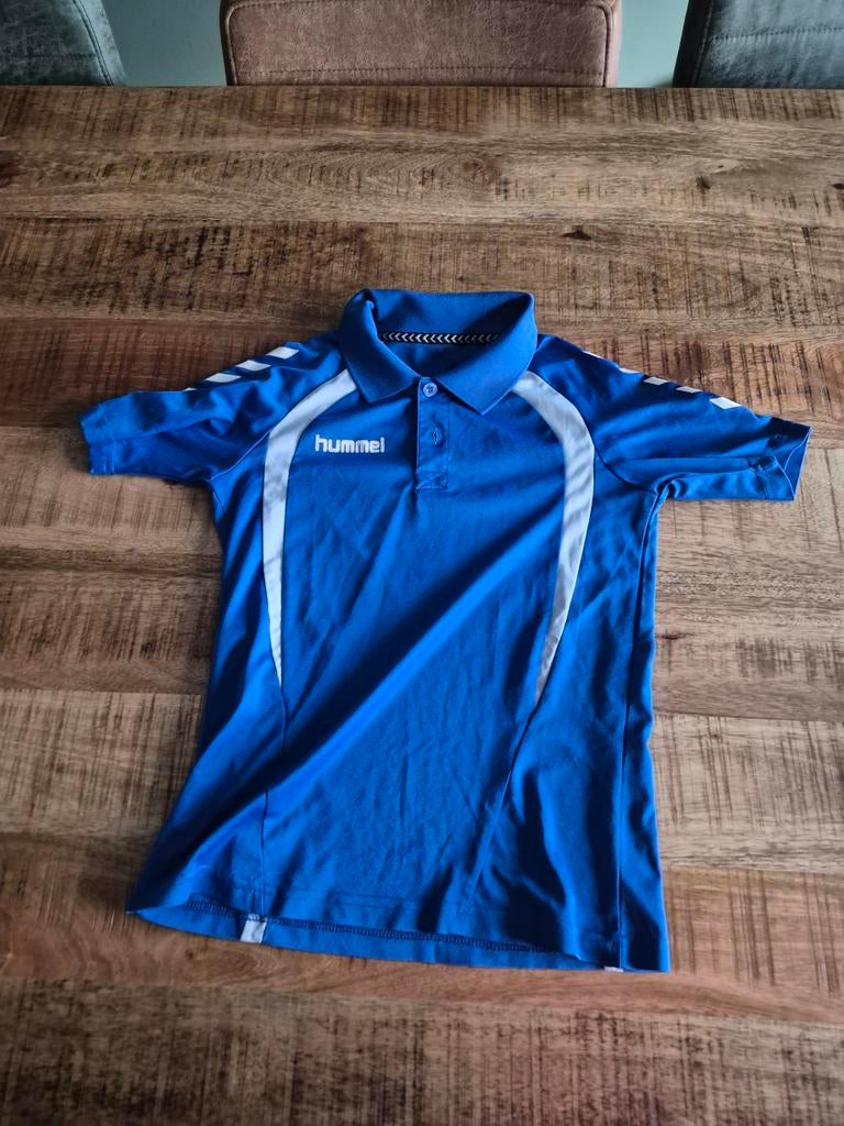 Hummel Polo Blauw Maat 140, Gebruikt, Jongen of Meisje, Ophalen of Verzenden, Shirt of Longsleeve