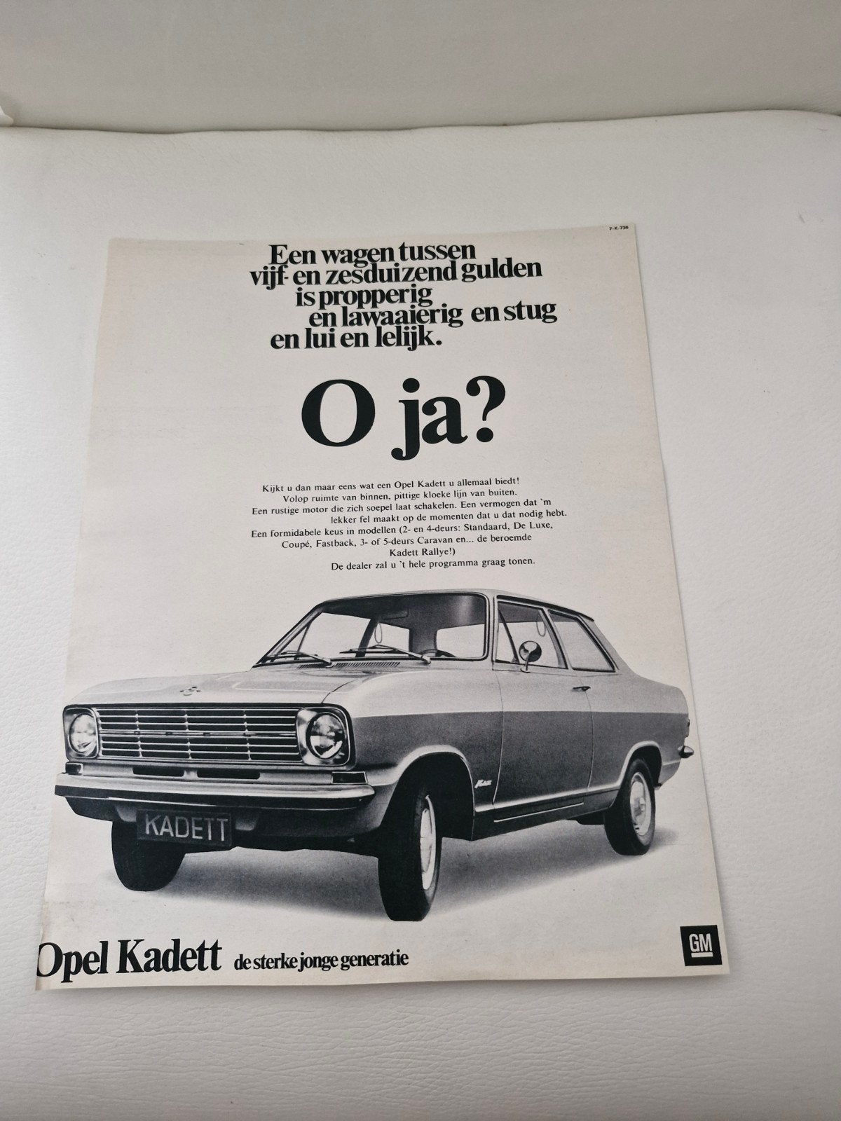 Vintage Opel Kadett Advertentie (ca. 32x24 cm), Ophalen of Verzenden, Knipsel(s)