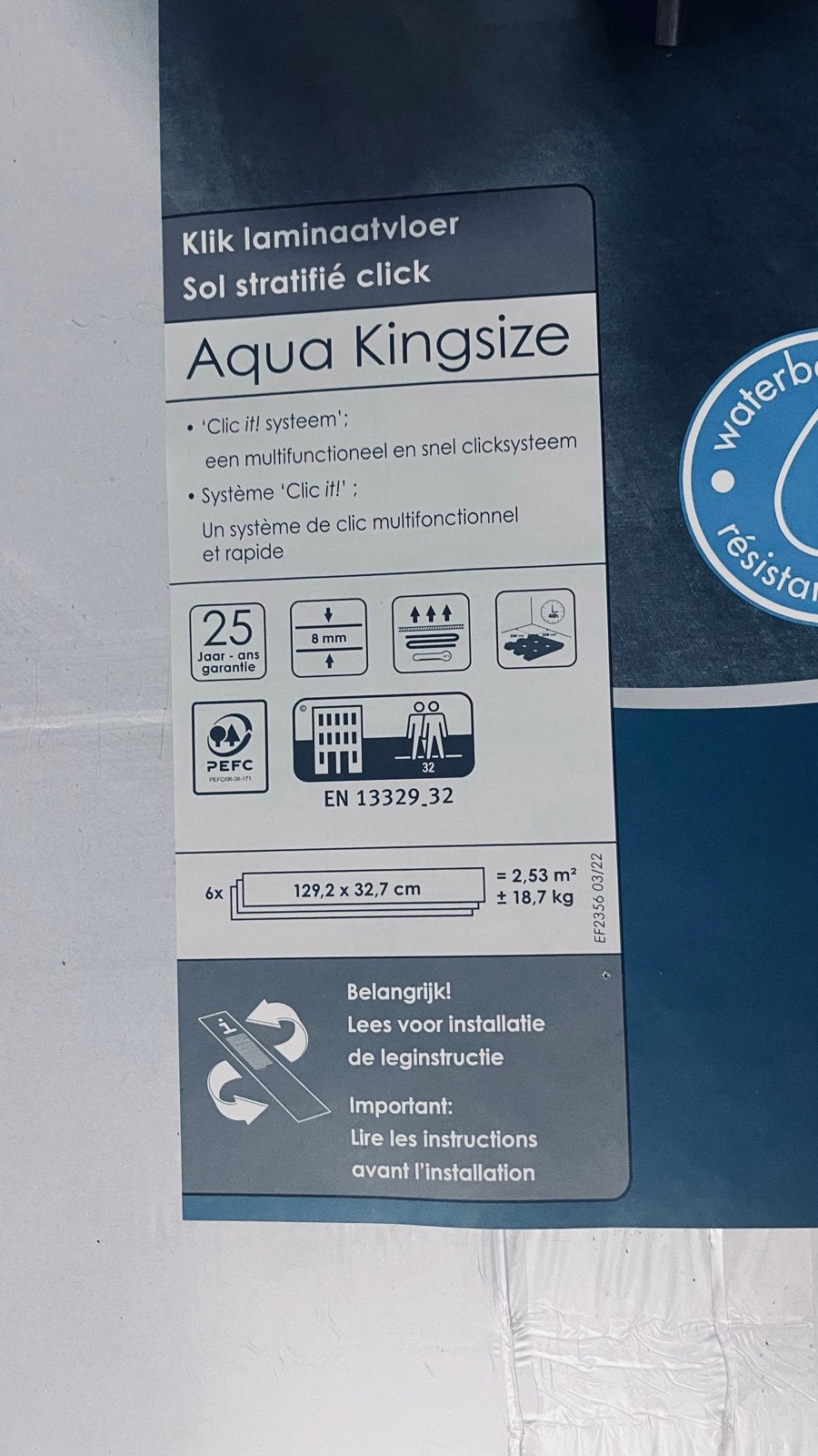 Killaminaat  - Waterbestendig 7,5m2, Ophalen, 30 cm of meer, 50 tot 150 cm, Nieuw
