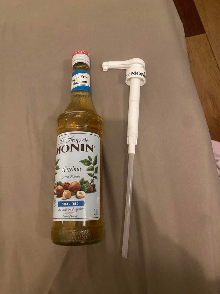 Monin Siroop Hazelnoot Suikervrij 0.7L met pomp, Ophalen of Verzenden, Nieuw, Overige merken