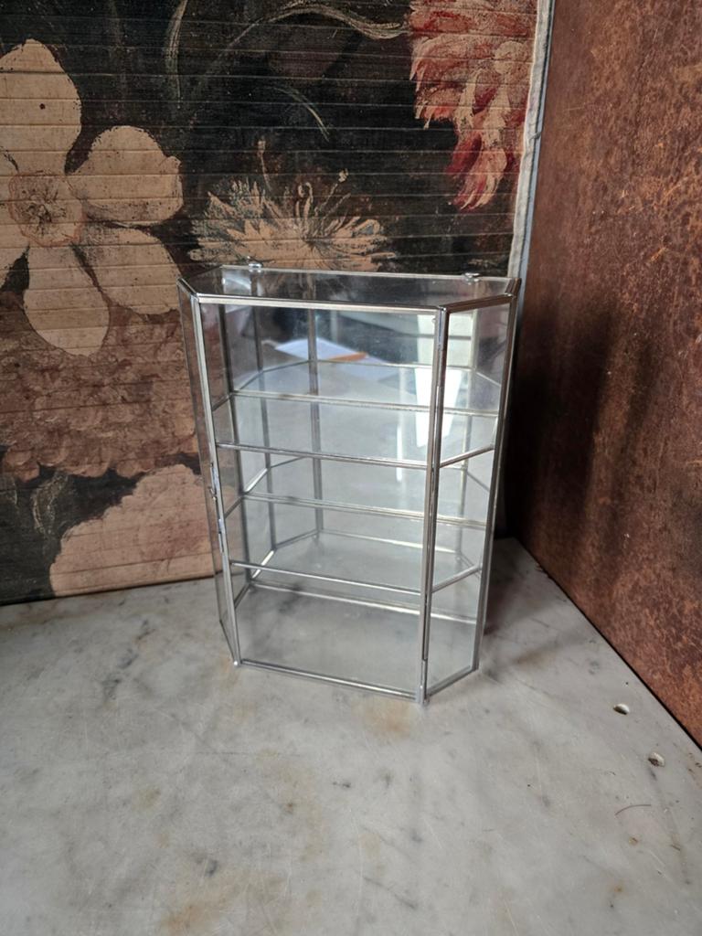 Oud glazen pronkkastje vitrinekastje, Antiek en Kunst, Curiosa en Brocante, Ophalen of Verzenden