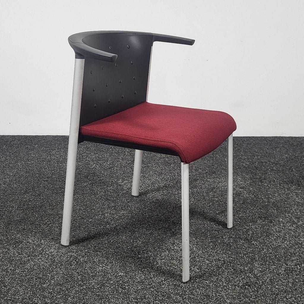 Wilkhahn Confair Vergaderstoel | Bordeauxrood 26353, Huis en Inrichting, Stoelen, Gebruikt, Eén, Kunststof, Stof, Zwart, Ophalen