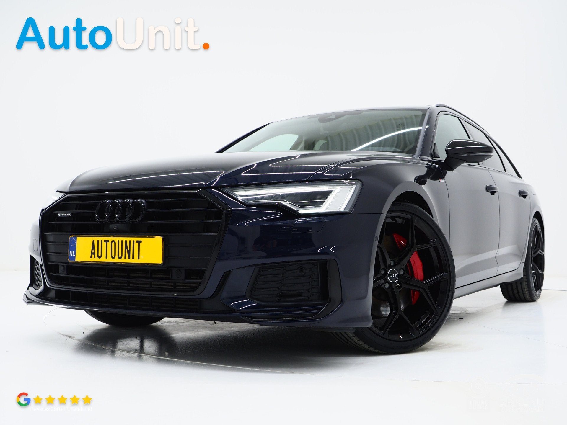 Audi A6 Avant 55 TFSI e quattro Full Black | Panoramadak | B, Auto's, Gebruikt, Zwart, 4 cilinders, Blauw