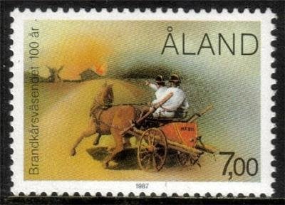ALAND 1987 Brandweer, op FOSFOR papier, Michel: 23-Y, Postfr, Postzegels en Munten, Verzenden, Finland, Postfris