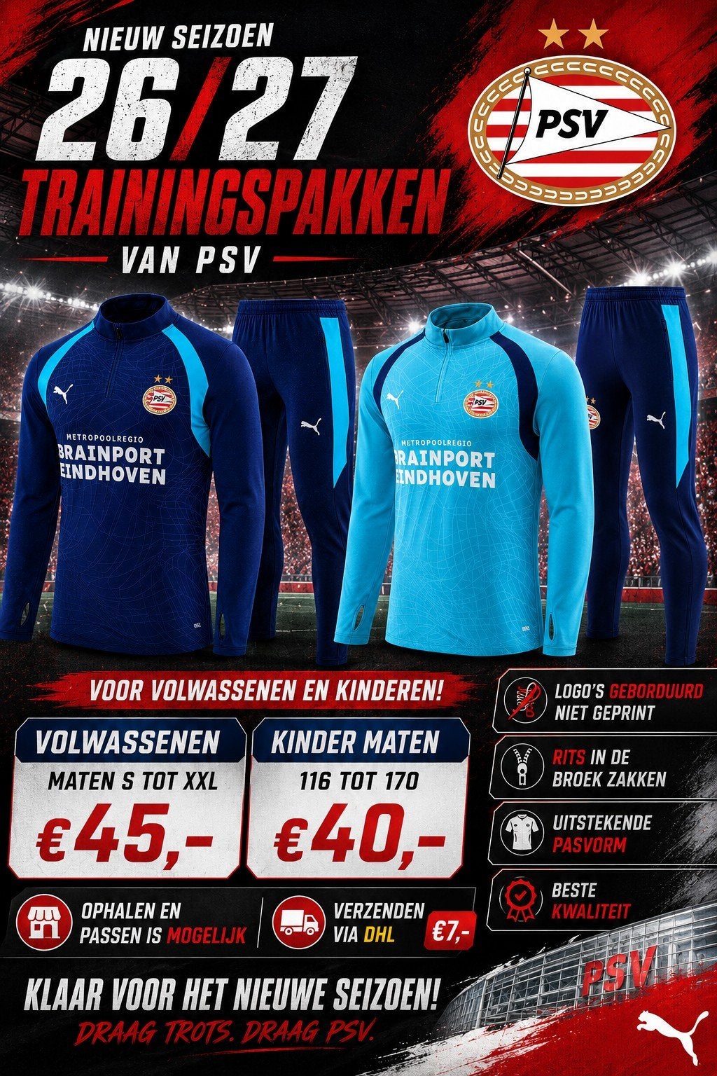 nieuw PSV seizoen trainingspakken, Sport en Fitness, Ophalen of Verzenden, Nieuw, Trainingspak