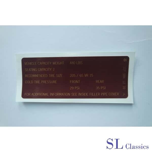 Stikker Bandendruk Mercedes SL, R107 - W107, -, Nieuw, Ophalen of Verzenden, -