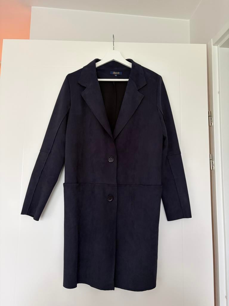 Donkerblauwe Stepping Out lange blazer - Maat M, Ophalen of Verzenden, Zo goed als nieuw, Maat 38/40 (M), Blauw