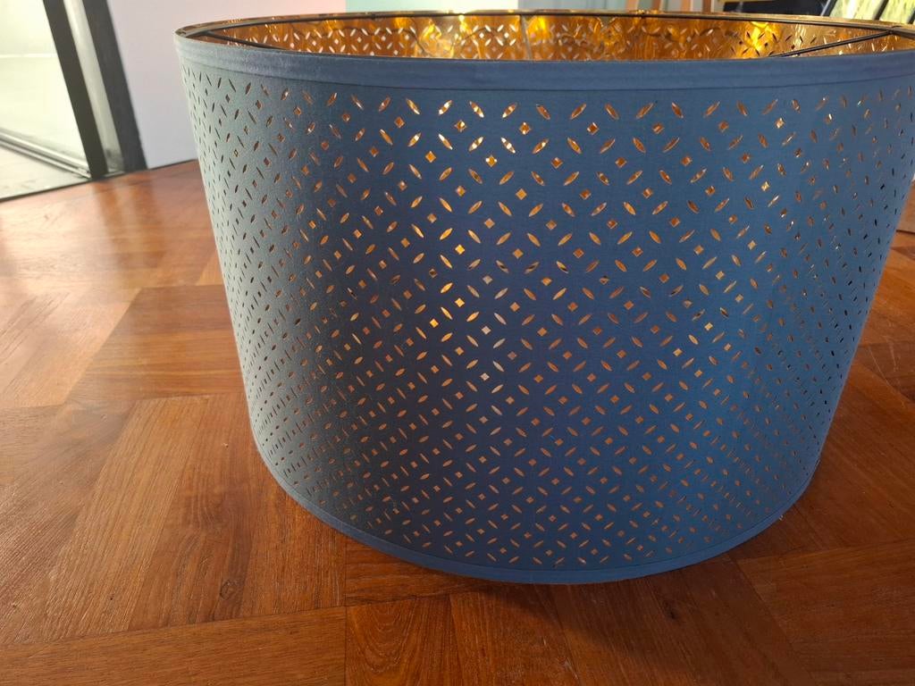 lampenkap Ikea blauw/grijs met goude binnenkant, Ophalen of Verzenden