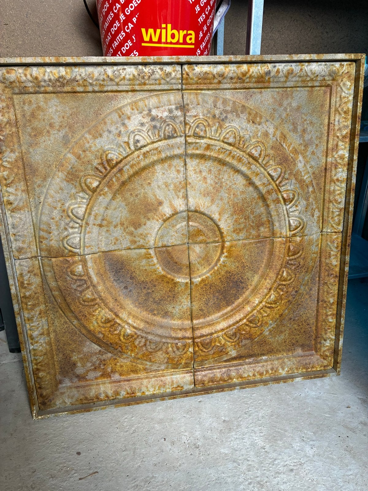 Decoratief metalen paneel, 1x1 meter, roestkleurig, Ophalen
