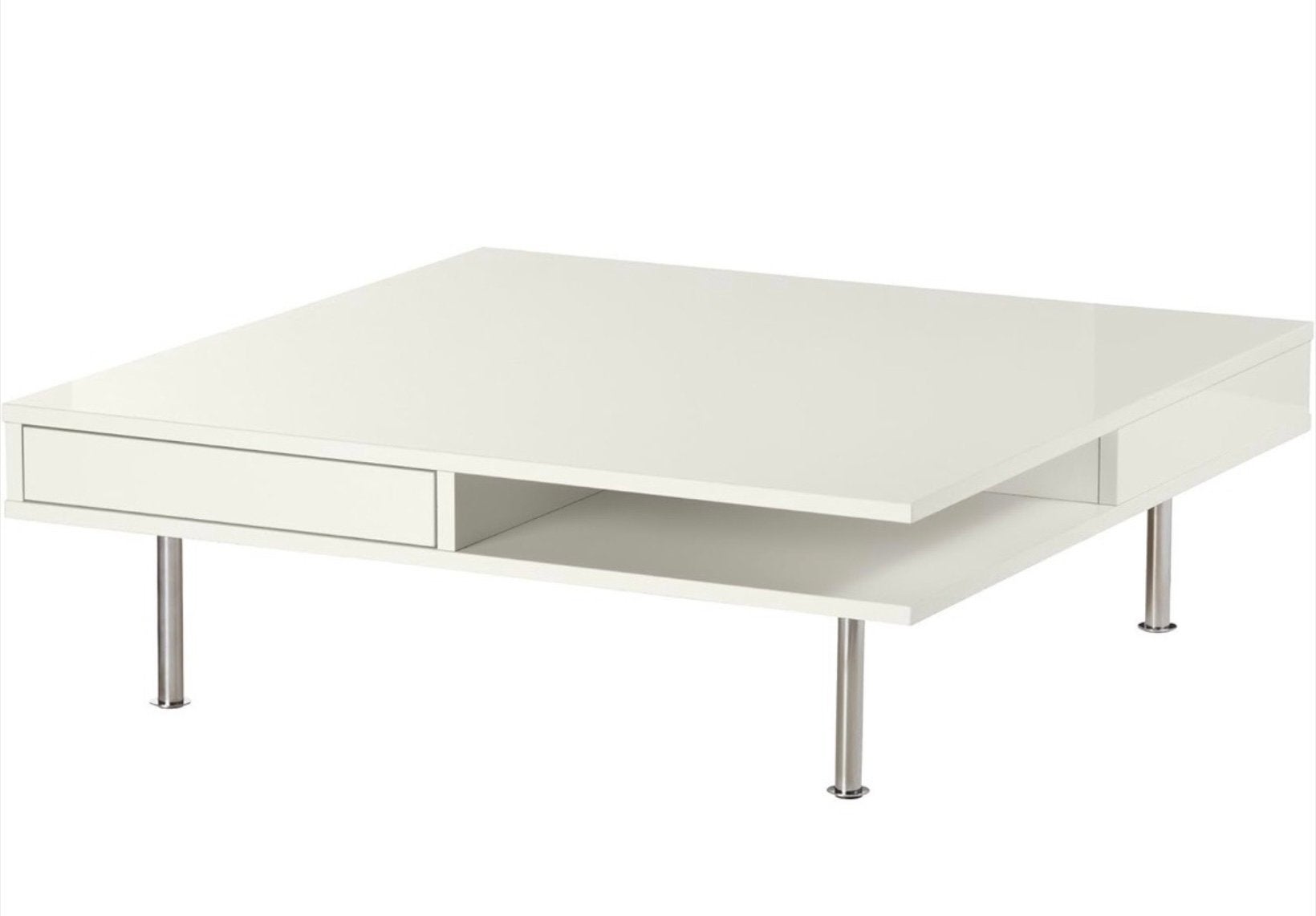 IKEA Tofteryd salontafel hoogglans wit, Ophalen, 100 tot 150 cm, Eikenhout, 50 tot 100 cm