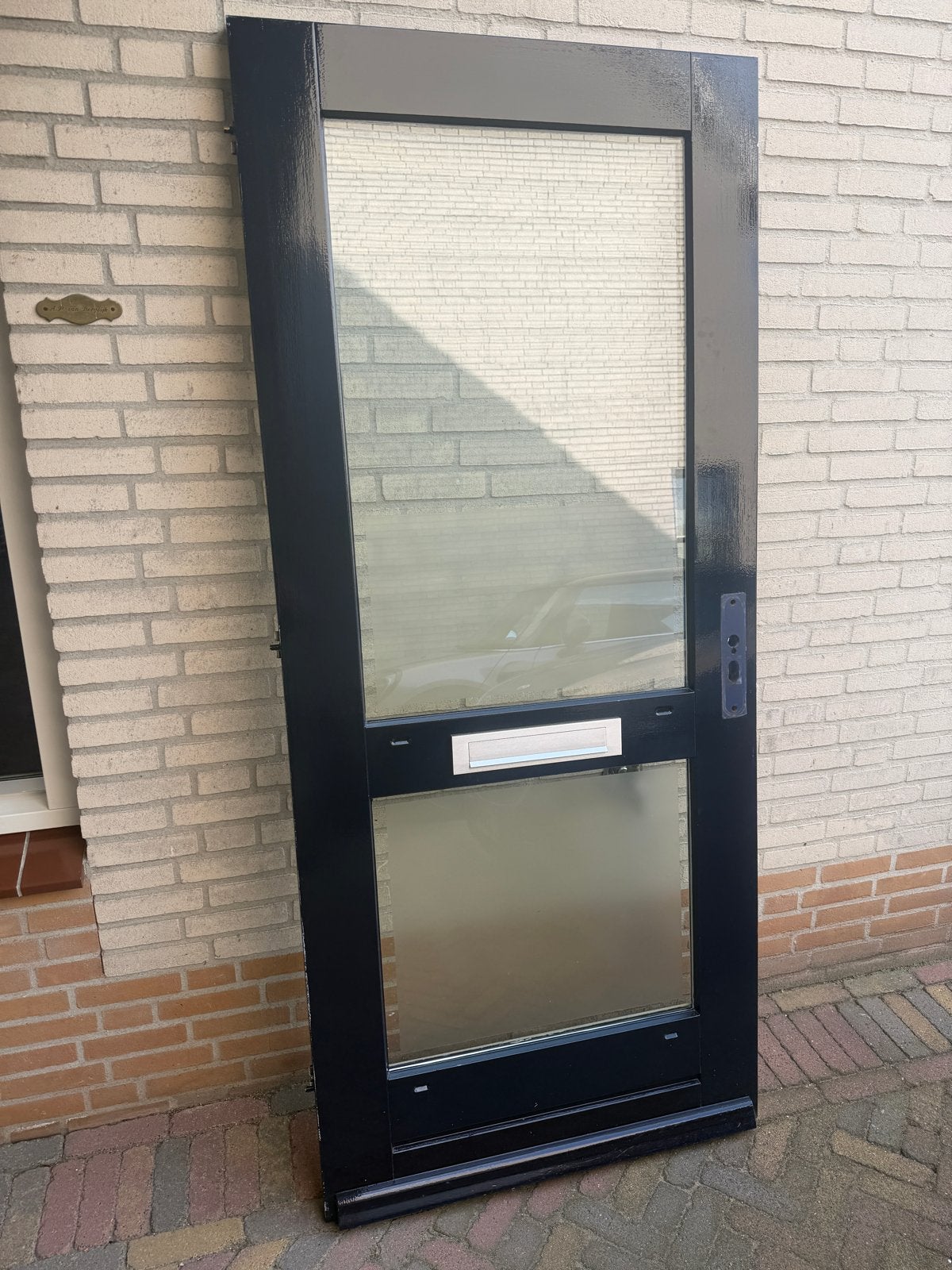 Buitendeur met glas en brievenbus, Doe-het-zelf en Verbouw, Deuren en Horren, Ophalen, Gebruikt, 80 tot 100 cm, Buitendeur