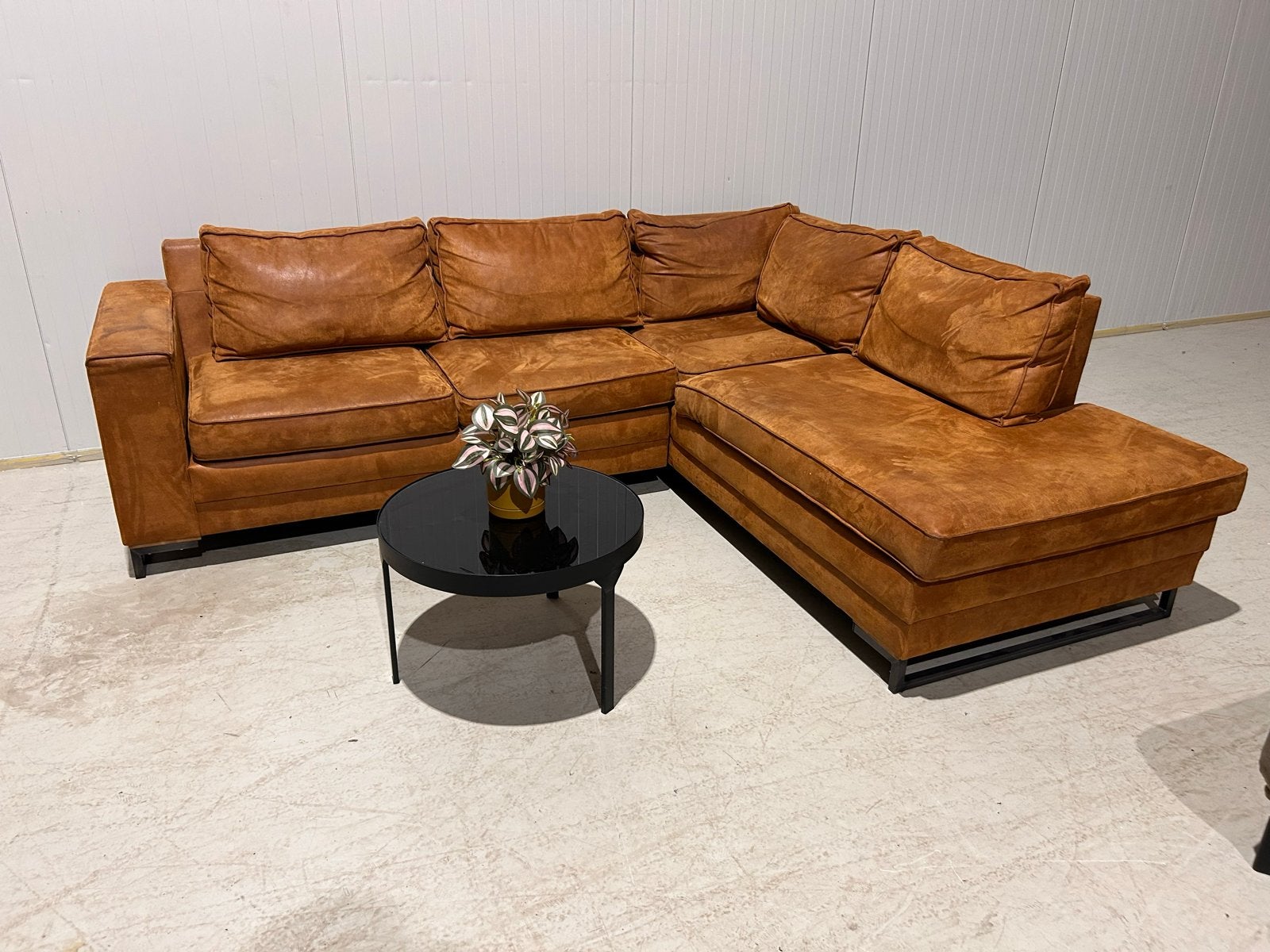 Prachtige Cognac Hoekbank - Zo goed als nieuw!, Huis en Inrichting, Banken | Bankstellen, Ophalen, 250 tot 300 cm, ., Hoekbank
