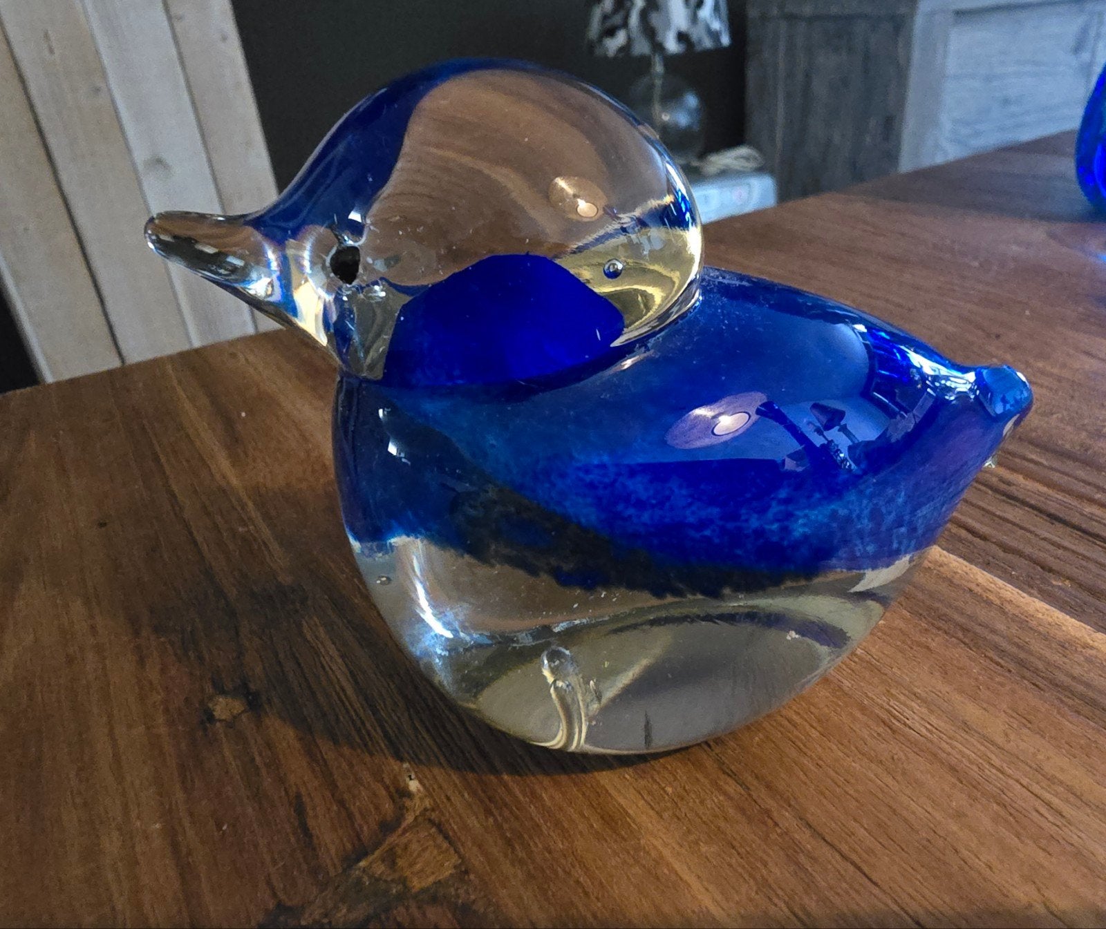 Decoratief Glazen Eendje - Blauw, Huis en Inrichting, Woonaccessoires | Overige, Blauw, Overige stijlen, Ophalen of Verzenden
