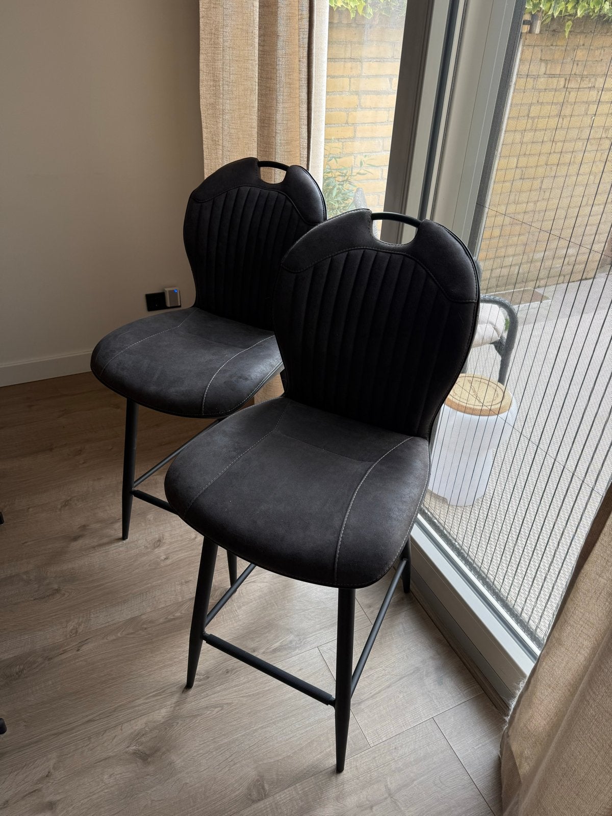 2 Profijt Barstoelen Tubac Antraciet, Huis en Inrichting, Barkrukken, 2 krukken, Ophalen, Gebruikt, 60 tot 90 cm