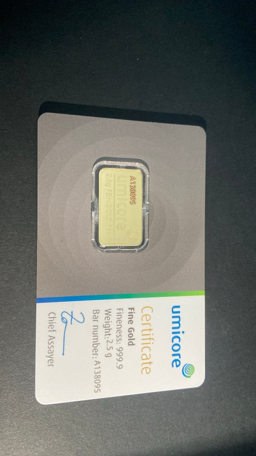 Umicore Goudbaar 2.5g - Finess 999.9, Ophalen of Verzenden, Goud