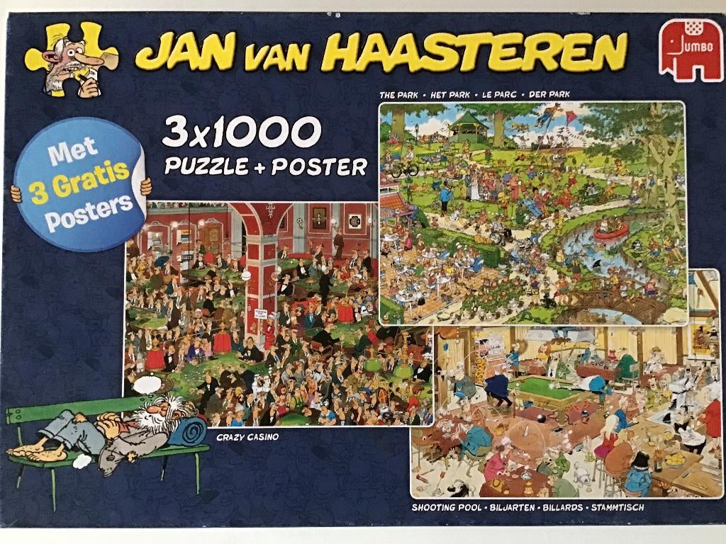 Jan van Haasteren puzzels 3 in 1, Ophalen of Verzenden, 500 t/m 1500 stukjes, Zo goed als nieuw, Legpuzzel
