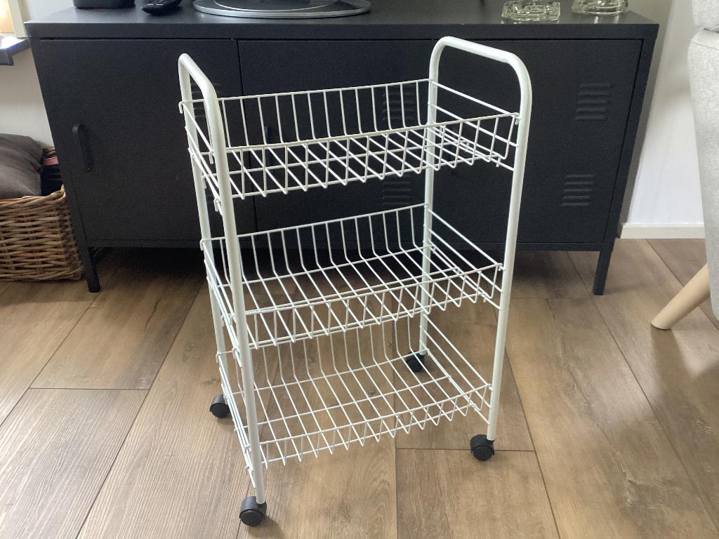 Trolley met 3 mandjes, Kunststof, Gebruikt, Mand, Ophalen of Verzenden