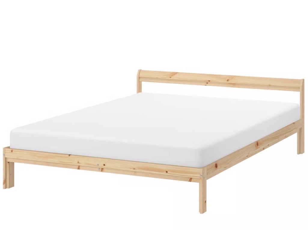 Houten bedframe met lattenbodem en matras - 140x200 cm, Huis en Inrichting, Slaapkamer | Bedden, Ophalen, Gebruikt, Overige kleuren