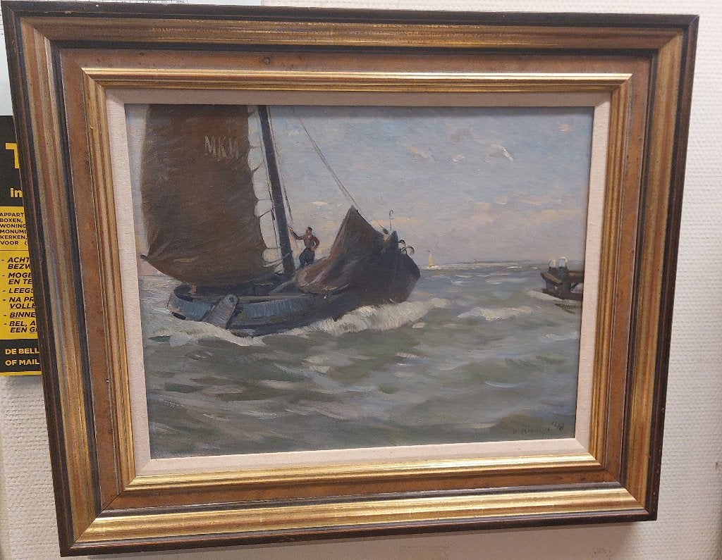 Botter IJsselmeer Daan MuhlhausFranken Kunst&AntiekDordrecht, Antiek en Kunst, Kunst | Schilderijen | Klassiek, Ophalen, Doek