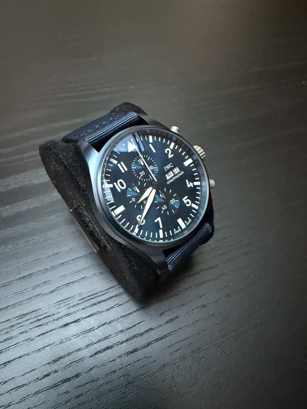 IWC top gun oceania 41mm blauw, Overige merken, Leer, Staal, Polshorloge