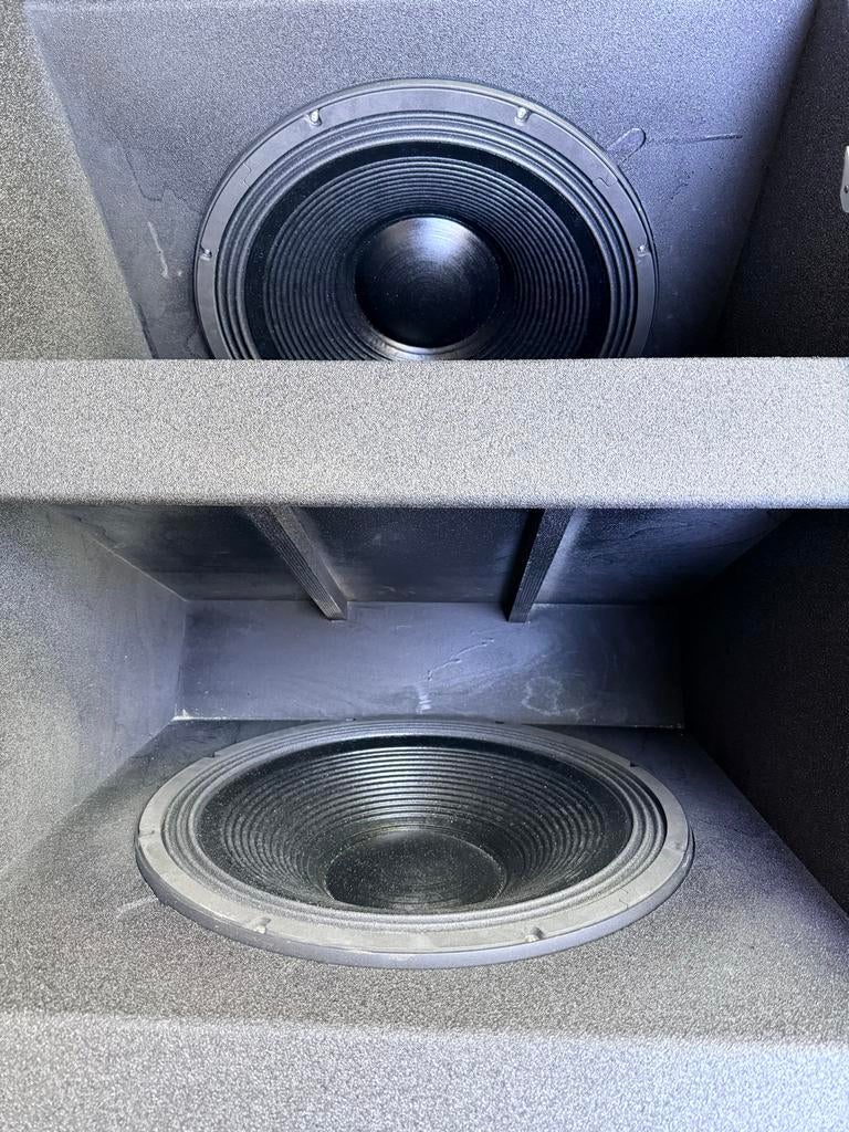 Dubbele 18 inch subwoofers met versterker, Ophalen, Gebruikt, Subwoofer, Overige merken